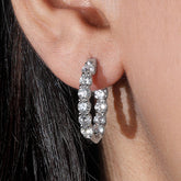 Round Lab Diamond Inside Out Hoop Earring in 14K Gold